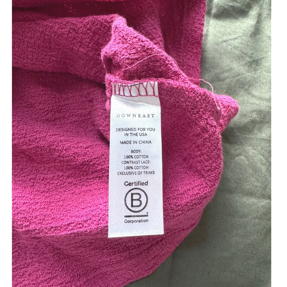 NWT Downeast Delilah Top Cactus Flower Magenta Flutter‎ Lace Sleeve Cotton XS - Picture 4 of 6